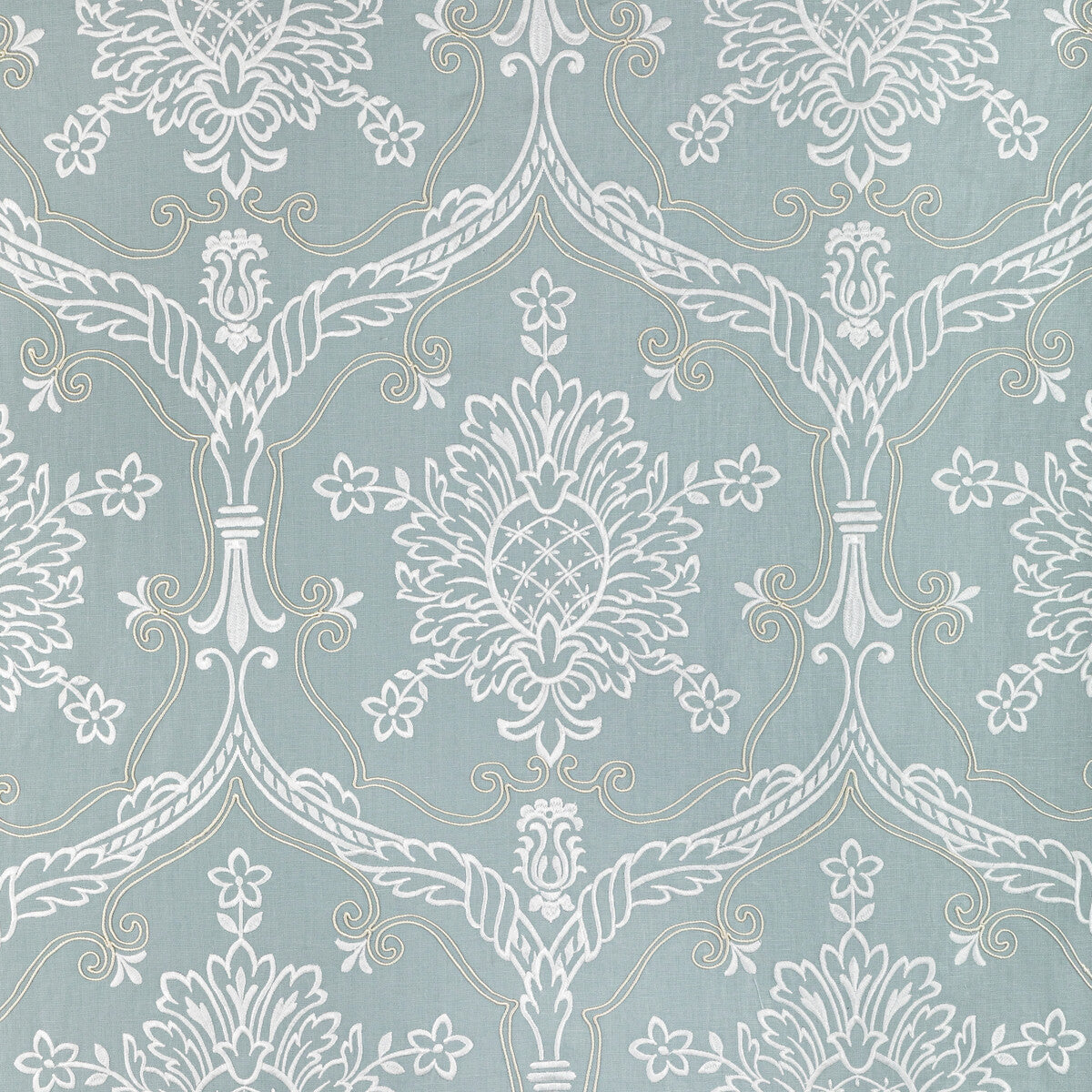 Hayes Embroidery fabric in blue color - pattern 2022110.15.0 - by Lee Jofa in the Bunny Williams Arcadia collection