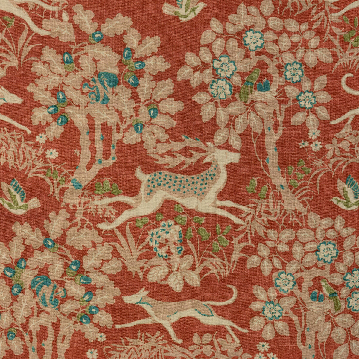Mille Fleur Print fabric in brick color - pattern number 2023122.24.0 - by Lee Jofa in the Whitley Hall collection