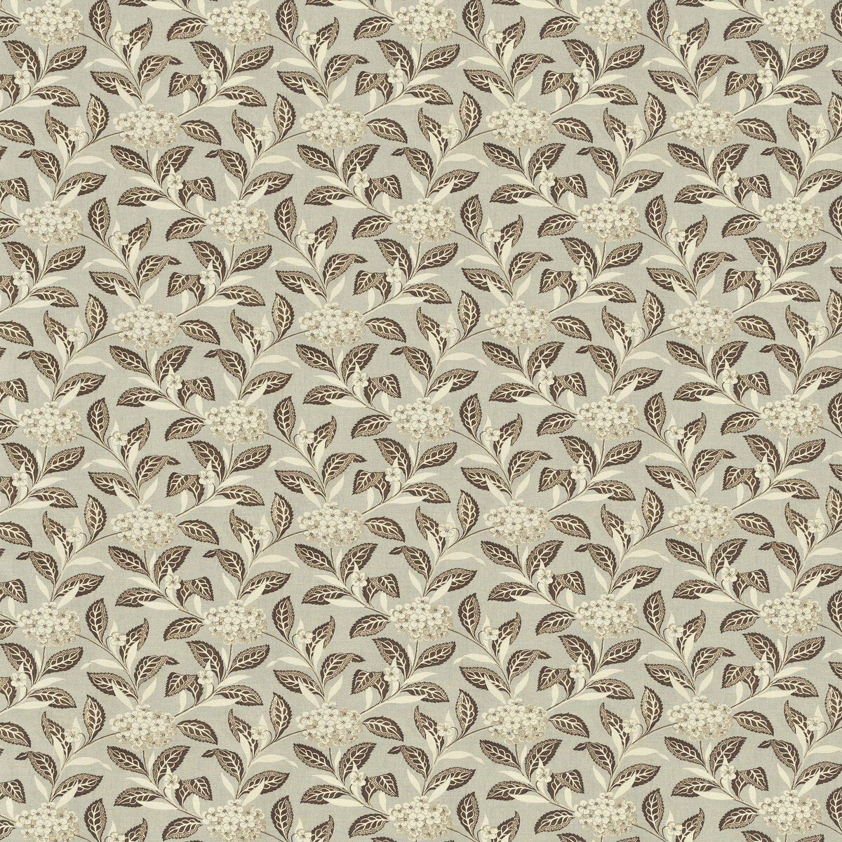 Ortensia fabric in brown on celadon color - pattern 2023133.613.0 - by Lee Jofa in the Paolo Moschino Garden II collection