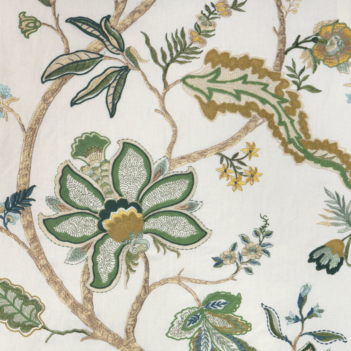 Windermere Emb fabric in Green color - pattern number 2025137.34.0 - by Lee Jofa in the Mayfair Embroideries collection