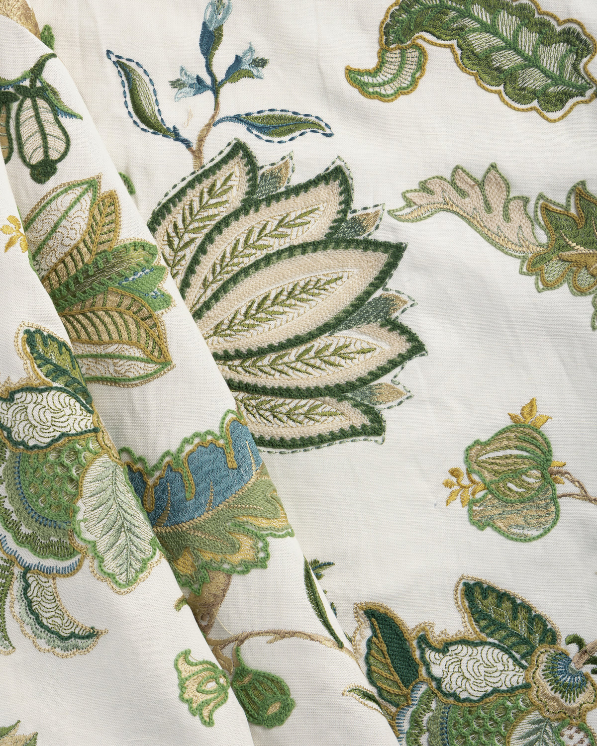 Windermere Emb fabric in Green color - pattern number 2025137.34.0 - by Lee Jofa in the Mayfair Embroideries collection