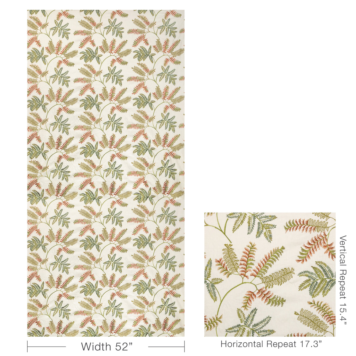 Royal Fern Emb fabric in Autumn color - pattern number 2025138.324.0 - by Lee Jofa in the Mayfair Embroideries collection