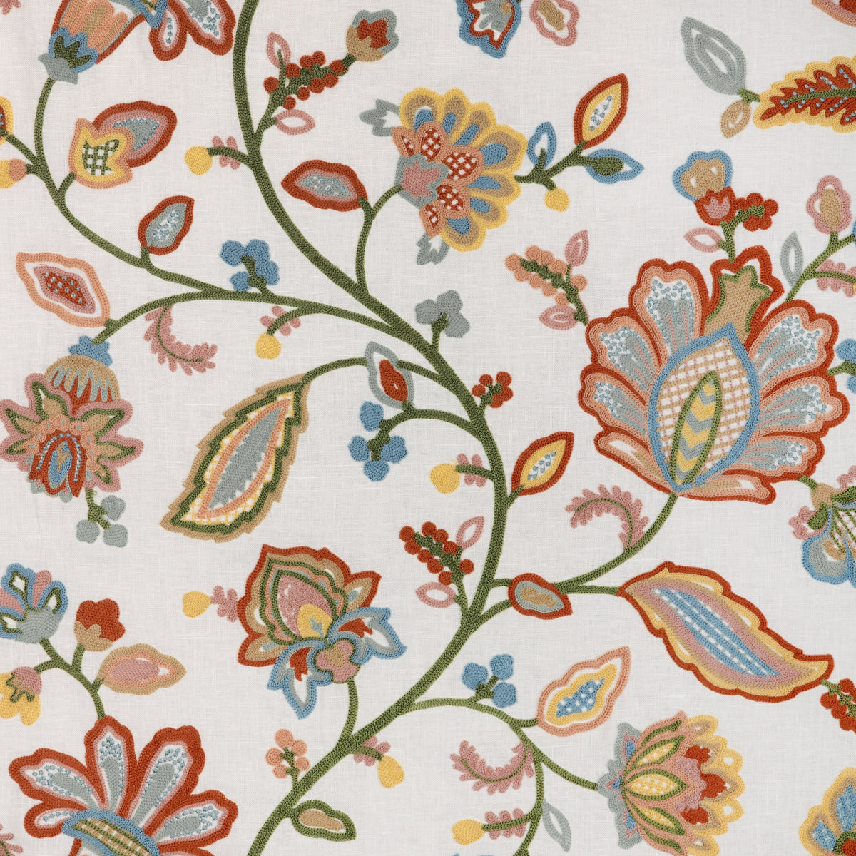 Westfield Emb fabric in Ivory/Multi color - pattern number 2025140.319.0 - by Lee Jofa in the Mayfair Embroideries collection