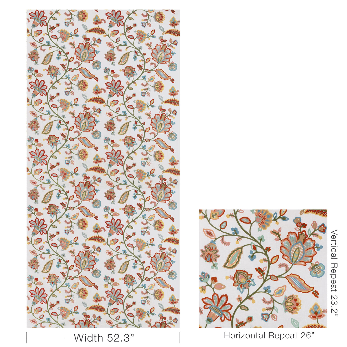 Westfield Emb fabric in Ivory/Multi color - pattern number 2025140.319.0 - by Lee Jofa in the Mayfair Embroideries collection