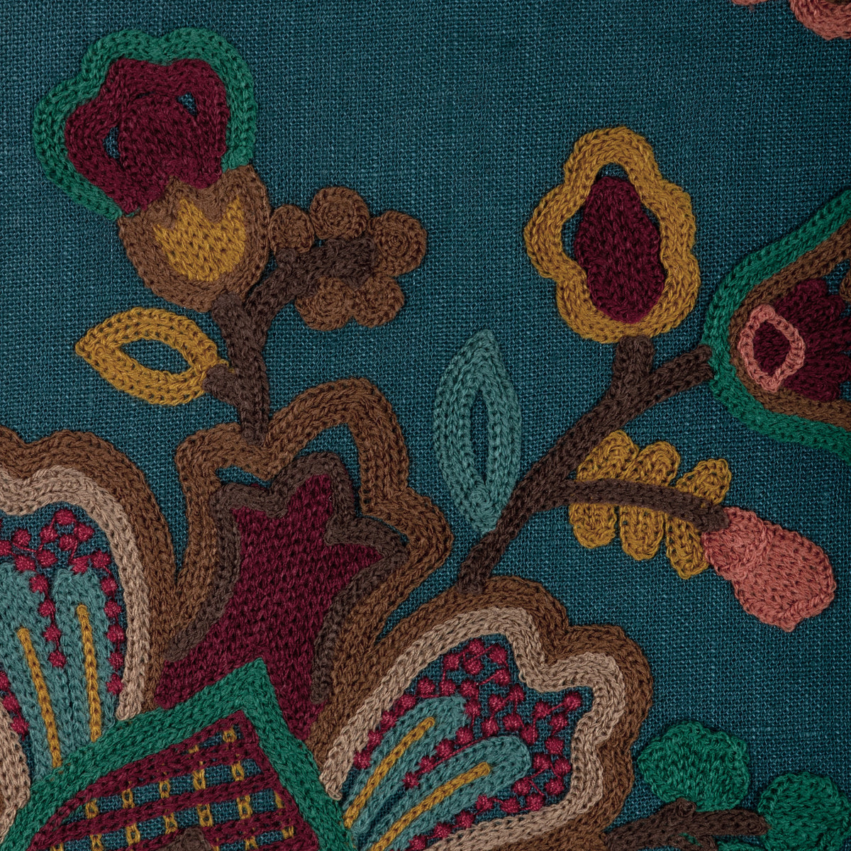 Westfield Emb fabric in Teal/Ochre color - pattern number 2025140.354.0 - by Lee Jofa in the Mayfair Embroideries collection