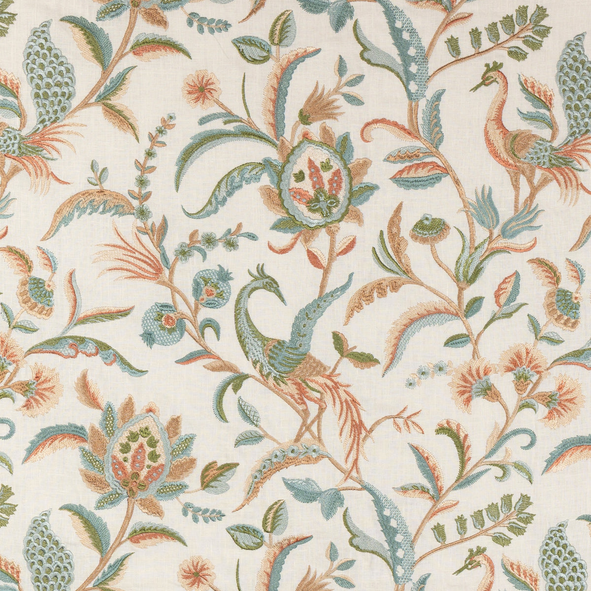 Palawan Emb fabric in Aqua/Clay color - pattern number 2025141.3524.0 - by Lee Jofa in the Mayfair Embroideries collection