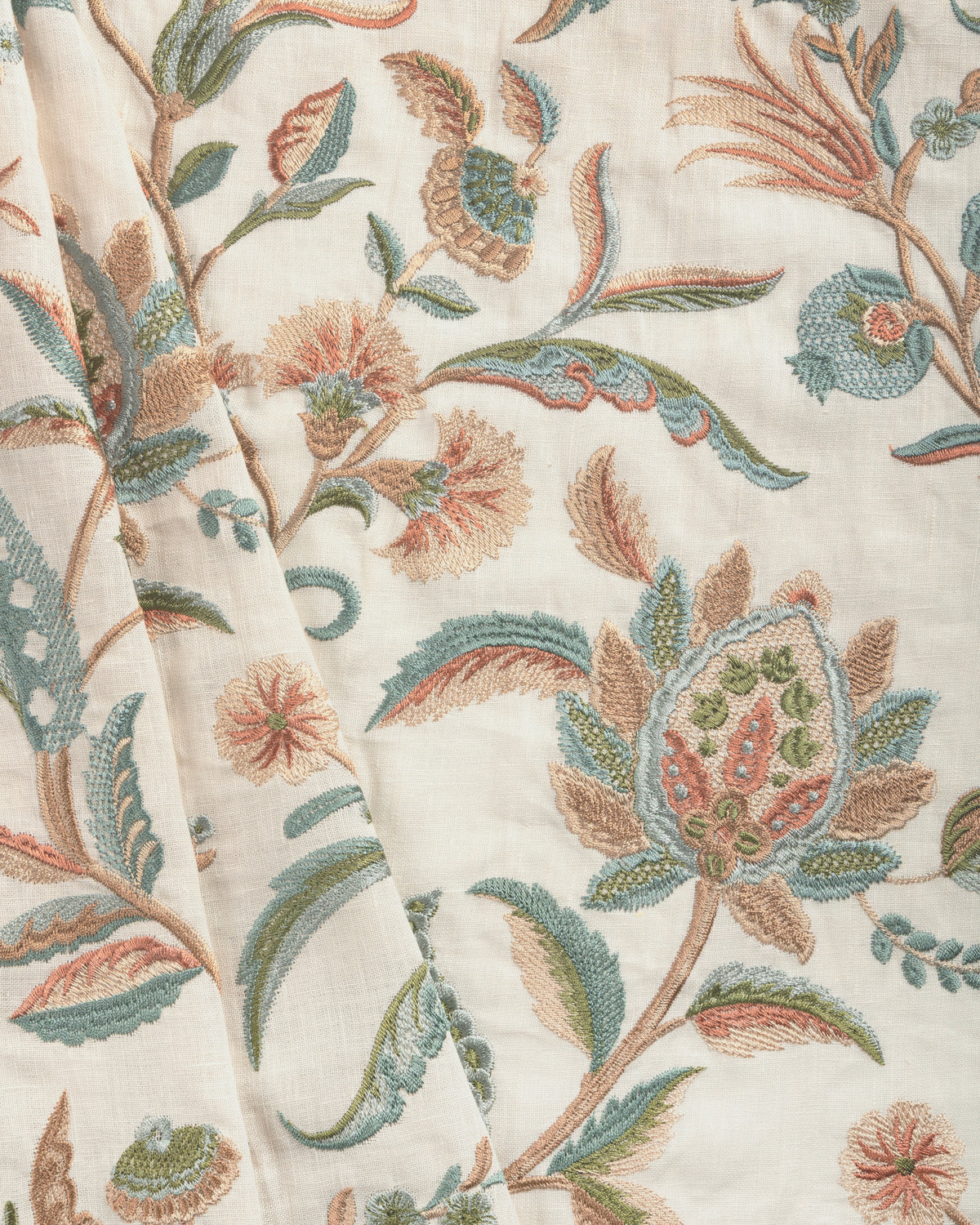 Palawan Emb fabric in Aqua/Clay color - pattern number 2025141.3524.0 - by Lee Jofa in the Mayfair Embroideries collection