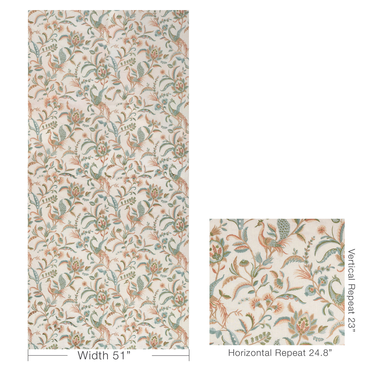 Palawan Emb fabric in Aqua/Clay color - pattern number 2025141.3524.0 - by Lee Jofa in the Mayfair Embroideries collection