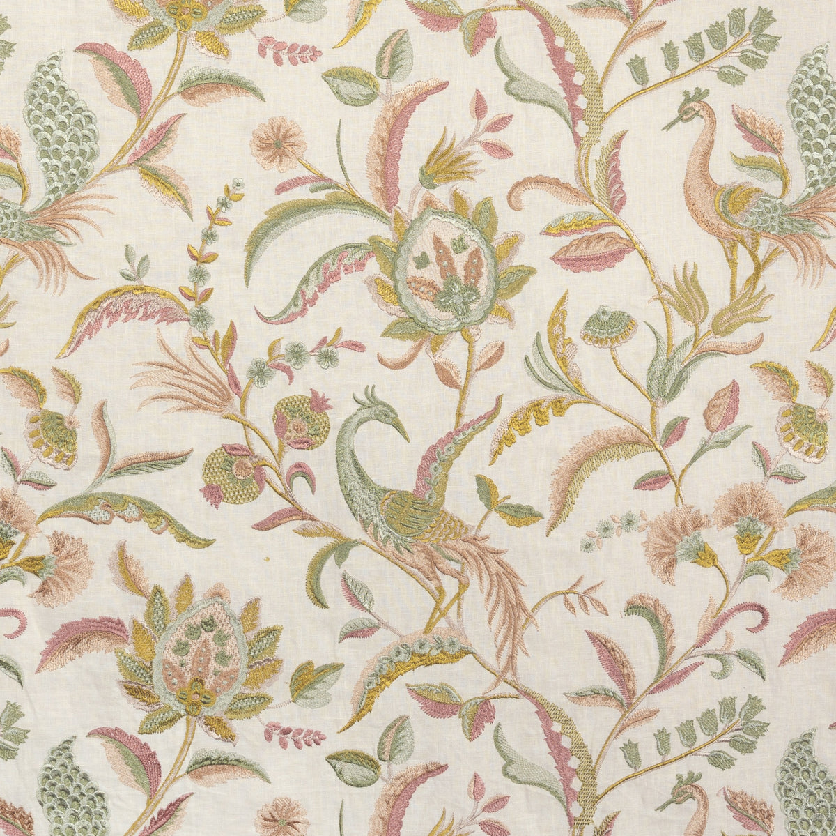 Palawan Emb fabric in Rose/Leaf color - pattern number 2025141.73.0 - by Lee Jofa in the Mayfair Embroideries collection