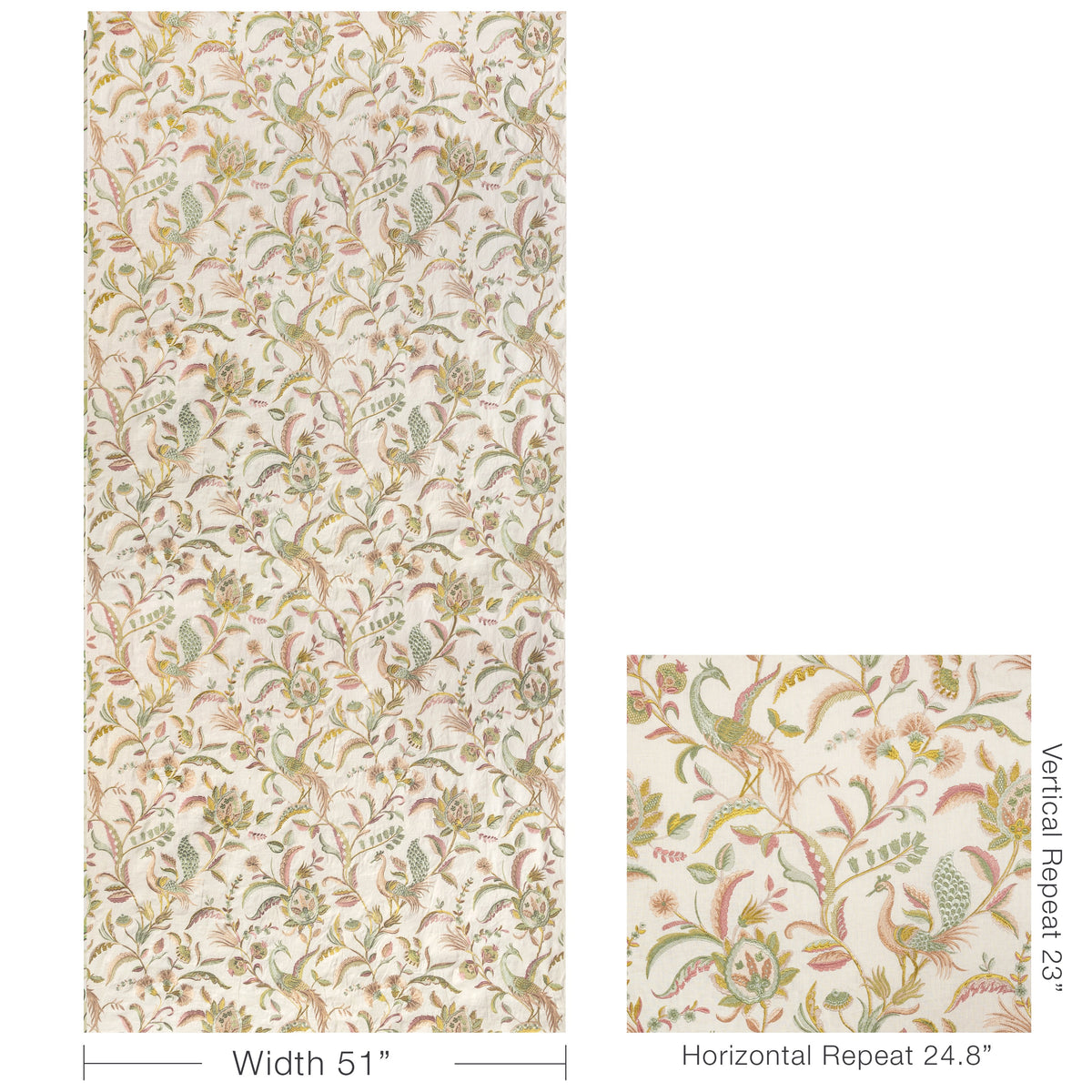 Palawan Emb fabric in Rose/Leaf color - pattern number 2025141.73.0 - by Lee Jofa in the Mayfair Embroideries collection