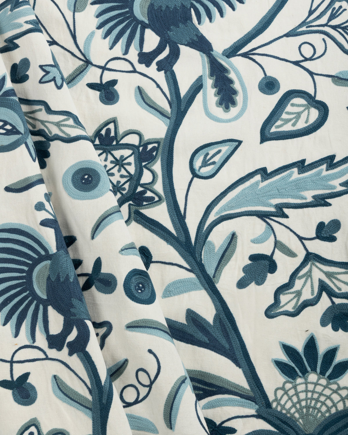 Folkland Emb fabric in Indigo color - pattern number 2025144.51.0 - by Lee Jofa in the Mayfair Embroideries collection