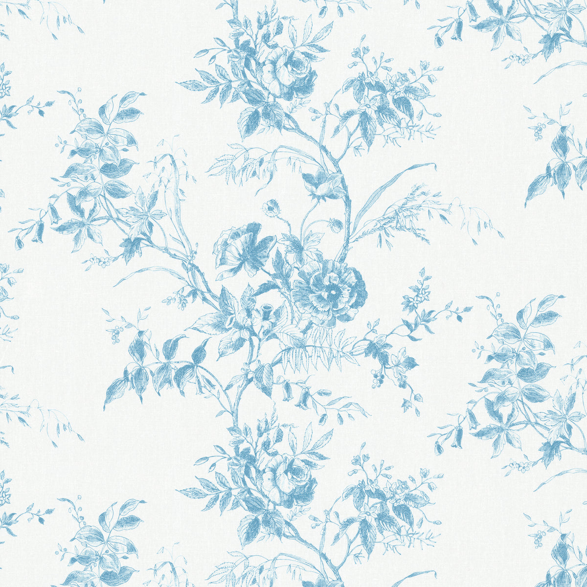 Tea Rose Toile fabric in Blue color - pattern number 2026103.1115.0 - by Lee Jofa in the Hinton Hill collection