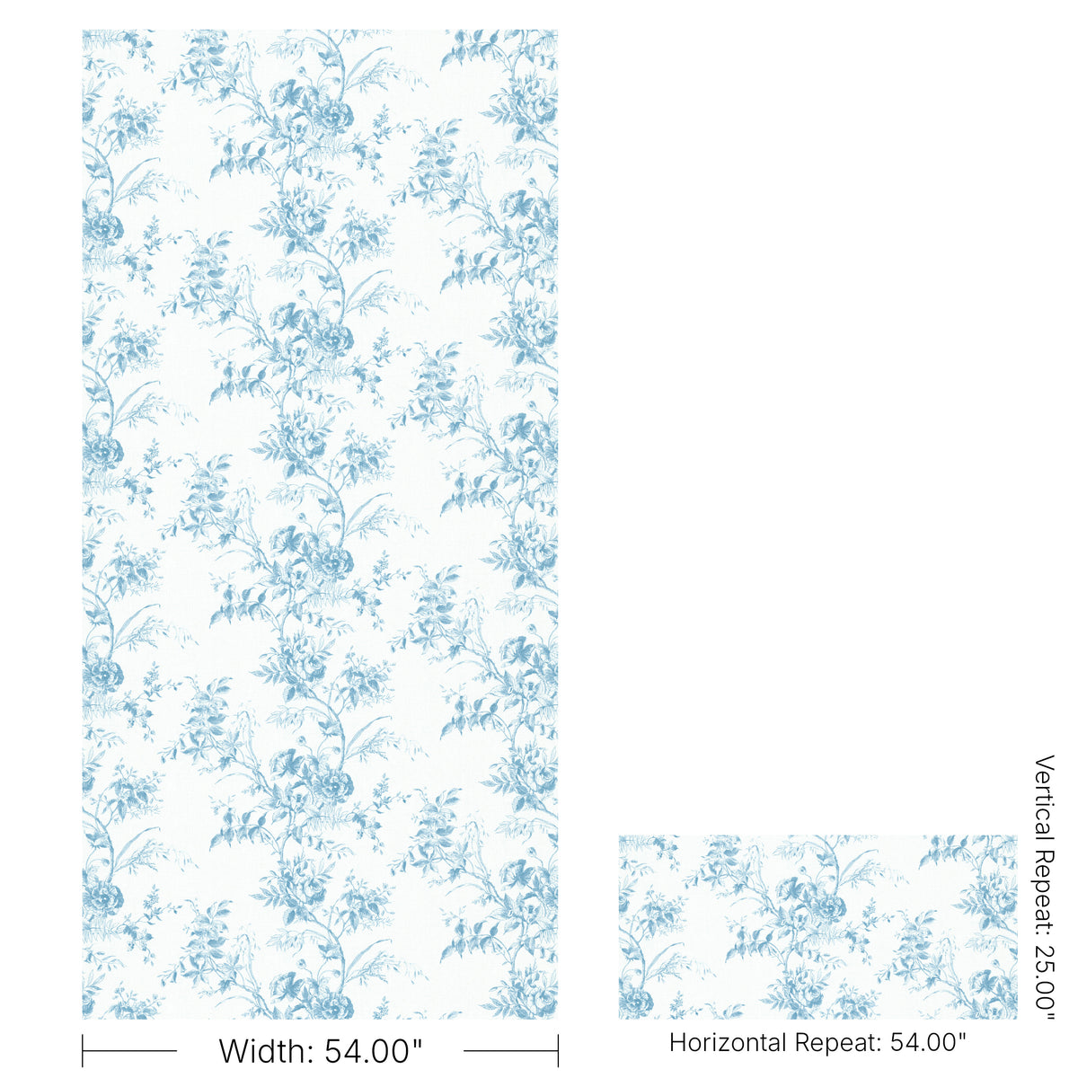 Tea Rose Toile fabric in Blue color - pattern number 2026103.1115.0 - by Lee Jofa in the Hinton Hill collection