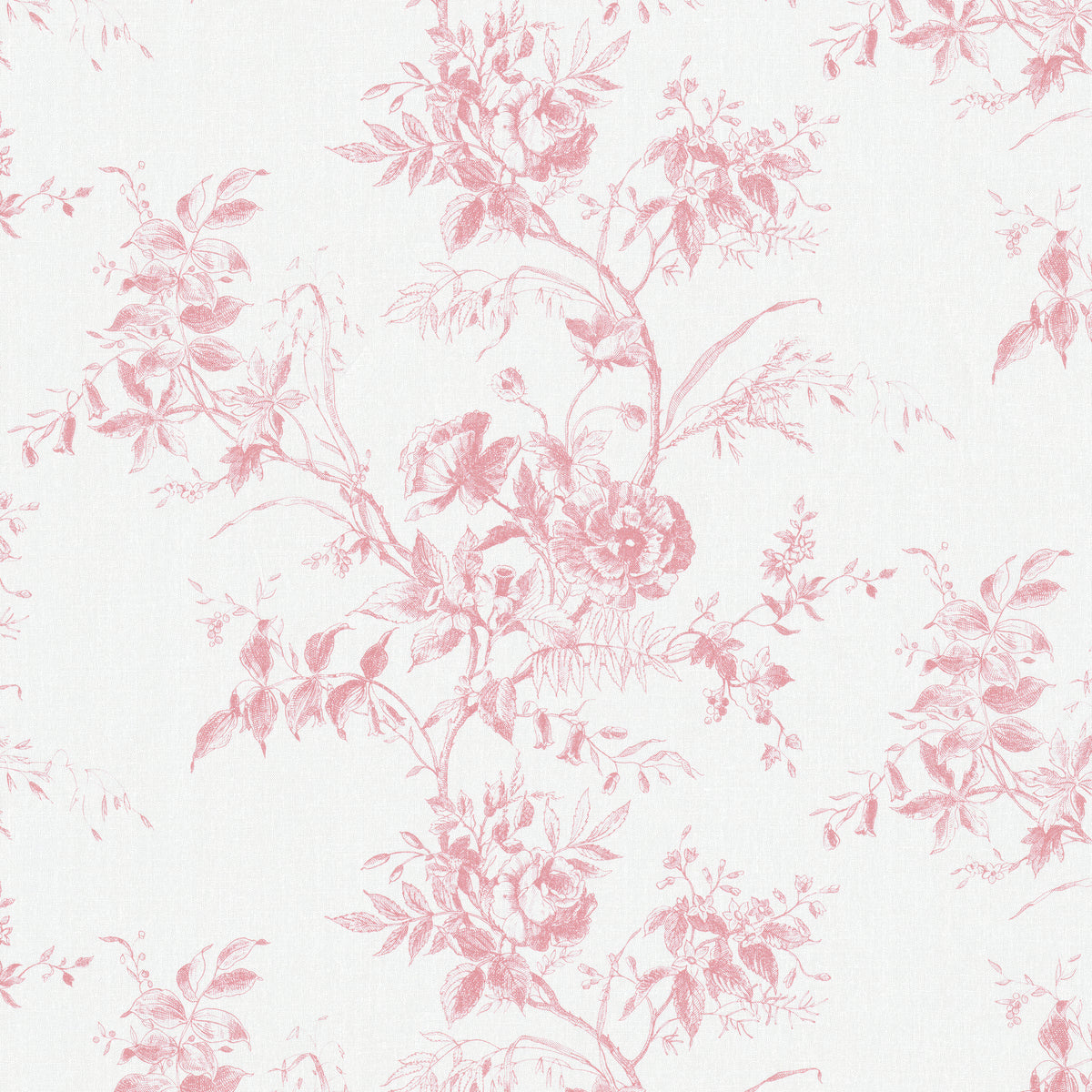 Tea Rose Toile fabric in Rose color - pattern number 2026103.707.0 - by Lee Jofa in the Hinton Hill collection