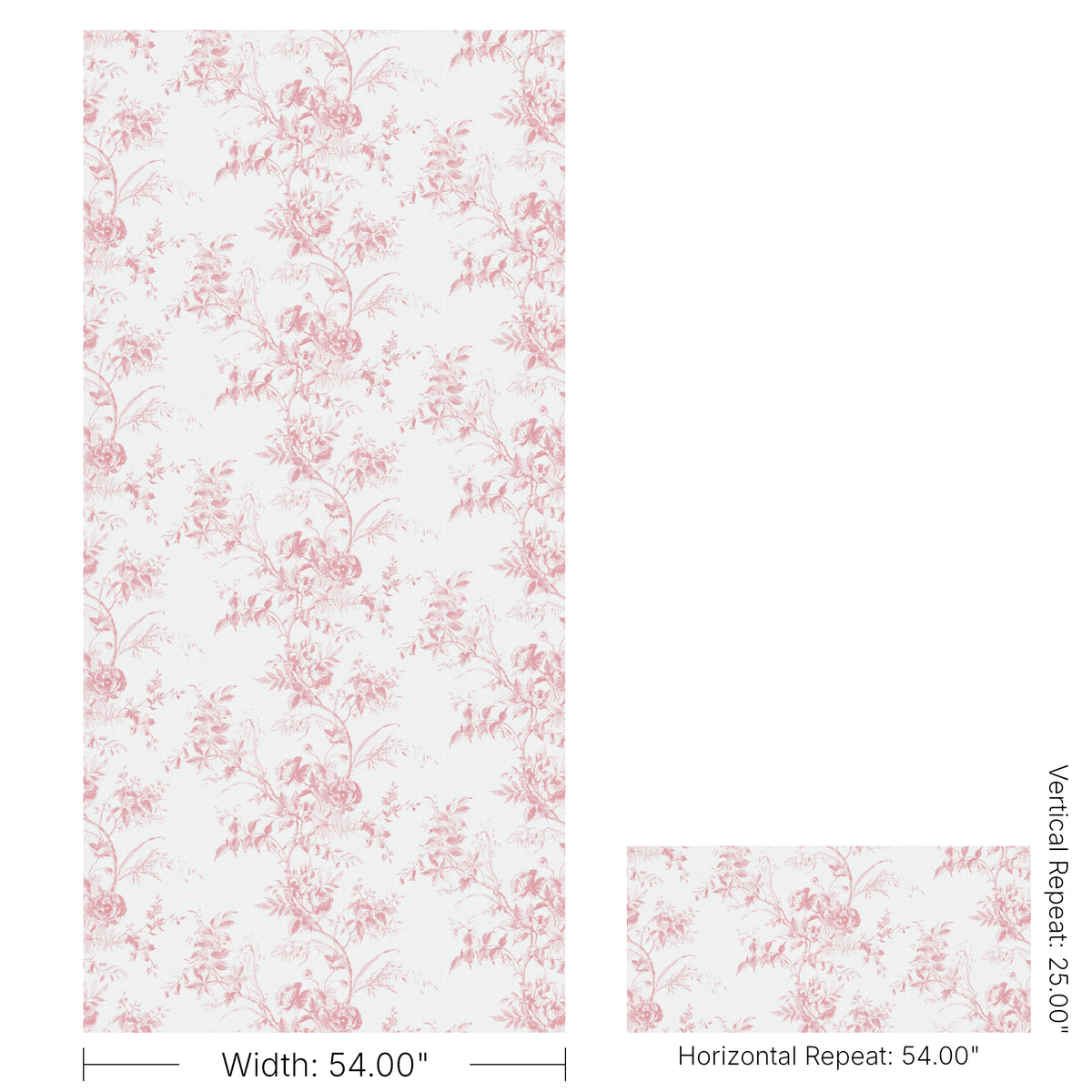 Tea Rose Toile fabric in Rose color - pattern number 2026103.707.0 - by Lee Jofa in the Hinton Hill collection