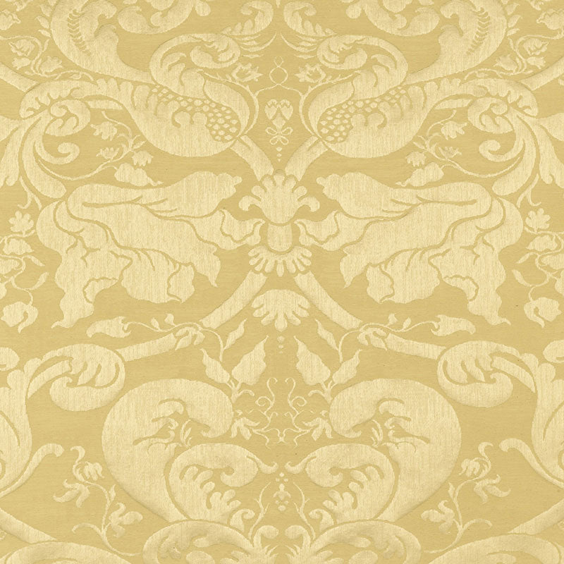 Gavotte Brocatelle Damask fabric in beige color - pattern number 22551 - by Schumacher in the Chroma collection