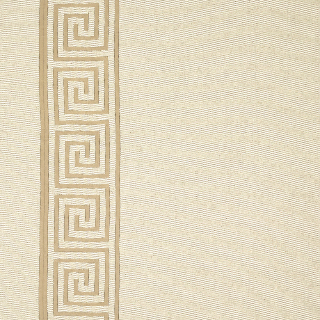 Greek Key Embroidery fabric in pebble and taupe color - pattern number 25800 - by Schumacher in the Au Naturel collection