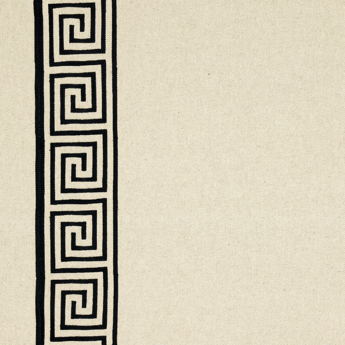 Greek Key Embroidery fabric in pebble and black color - pattern number 25801 - by Schumacher in the Au Naturel collection