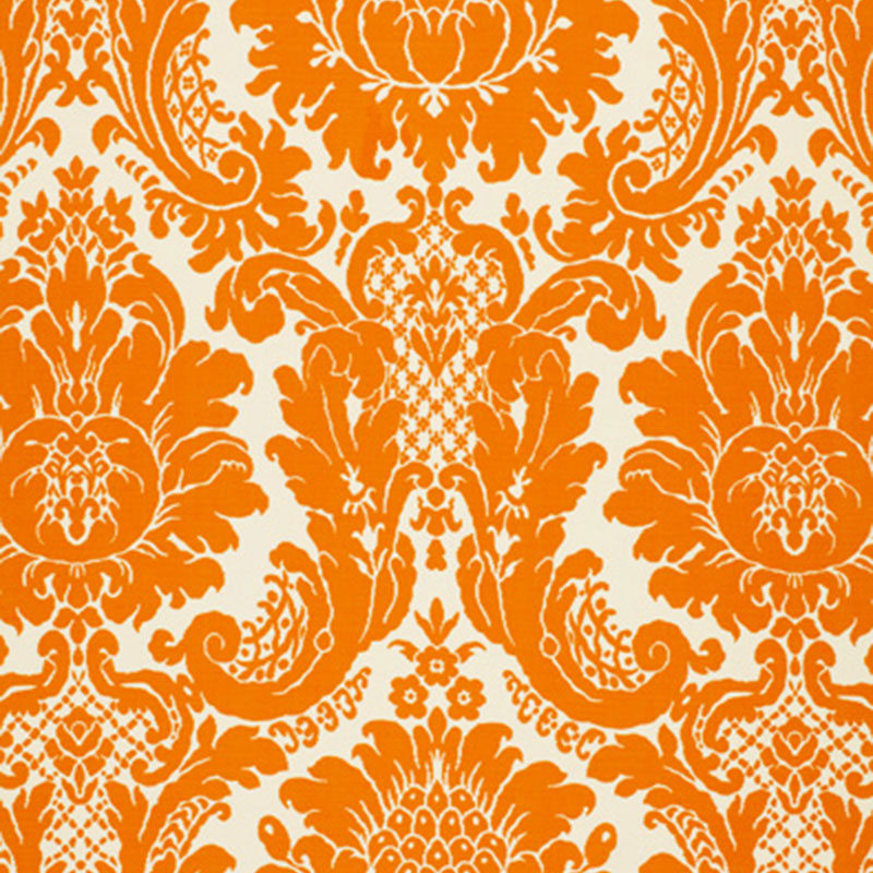 Harmon Manor II fabric in tangerine color - pattern number 2643541 - by Schumacher in the Classic Prints collection