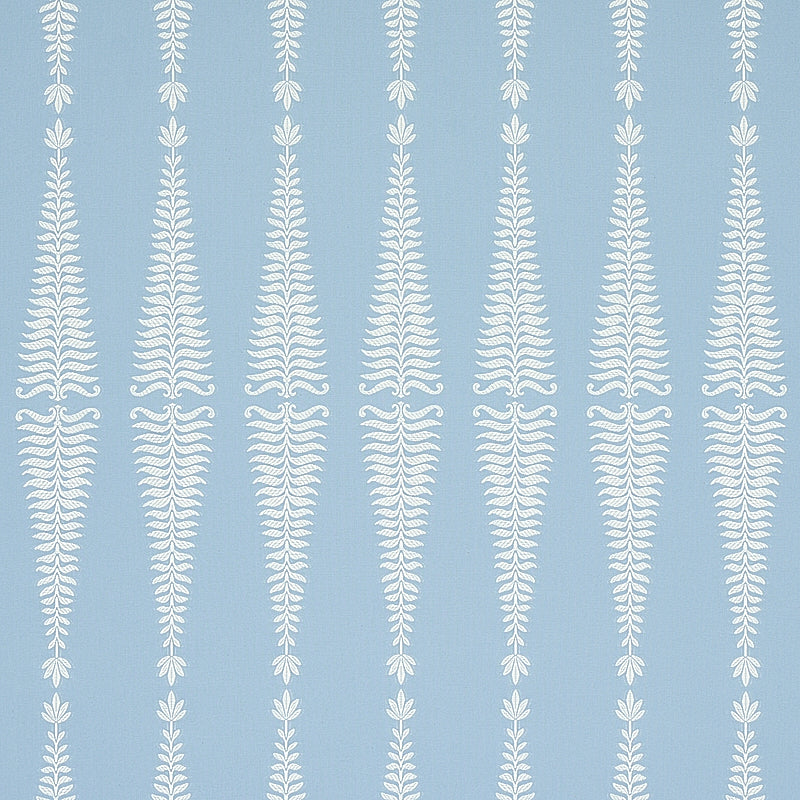 Fern Tree fabric in ivory and sky color - pattern number 2643884 - by Schumacher in the Rhapsody In Blue collection