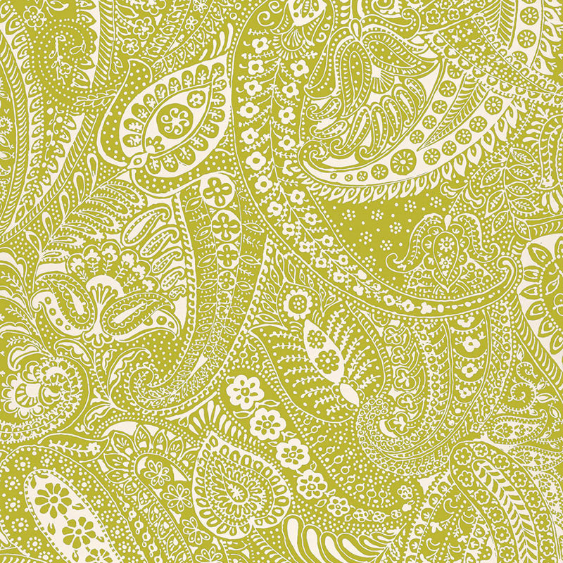 Paisley Print fabric in soft chartreuse color - pattern number 2644321 - by Schumacher in the Modern Prints collection