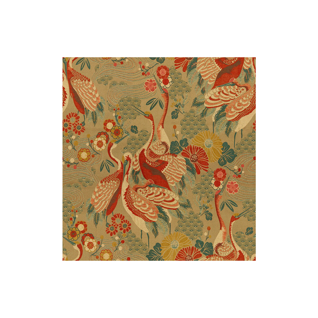 Kimono Inspired fabric in haute red color - pattern 32257.1216.0 - by Kravet Design