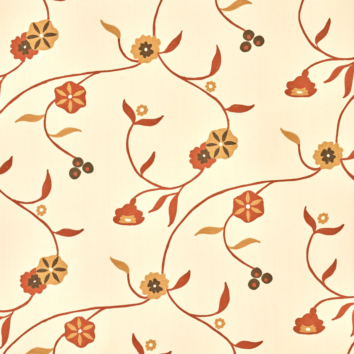 Indira Embroidery fabric in spice color - pattern number 3438001 - by Schumacher in the Perennial Favorites collection