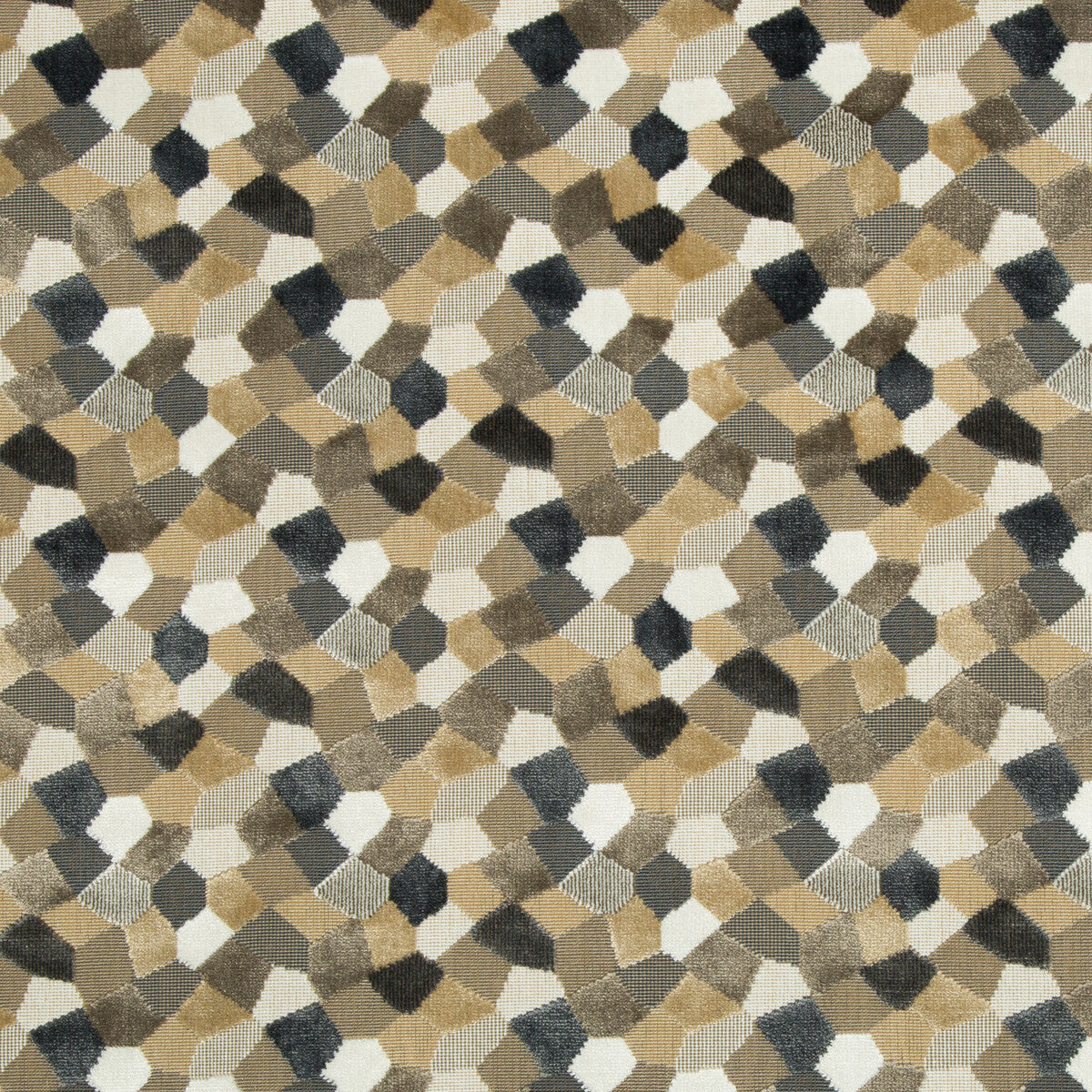 Modern Mosaic fabric in sandstone color - pattern 34783.1611.0 - by Kravet Couture in the Artisan Velvets collection