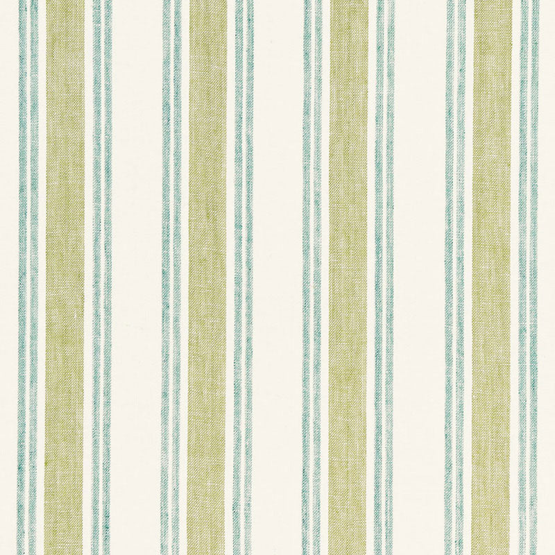 Leah Linen Stripe fabric in sea grass color - pattern number 3485000 - by Schumacher in the Sea Island Stripe collection