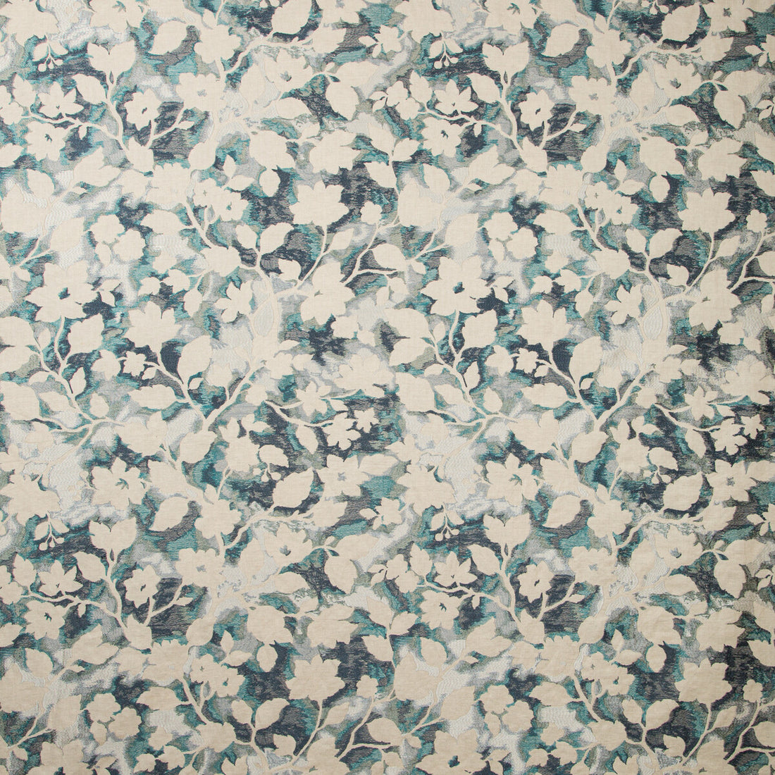 Les Fleurs fabric in teal color - pattern 35554.35.0 - by Kravet Couture in the Modern Colors-Sojourn Collection collection