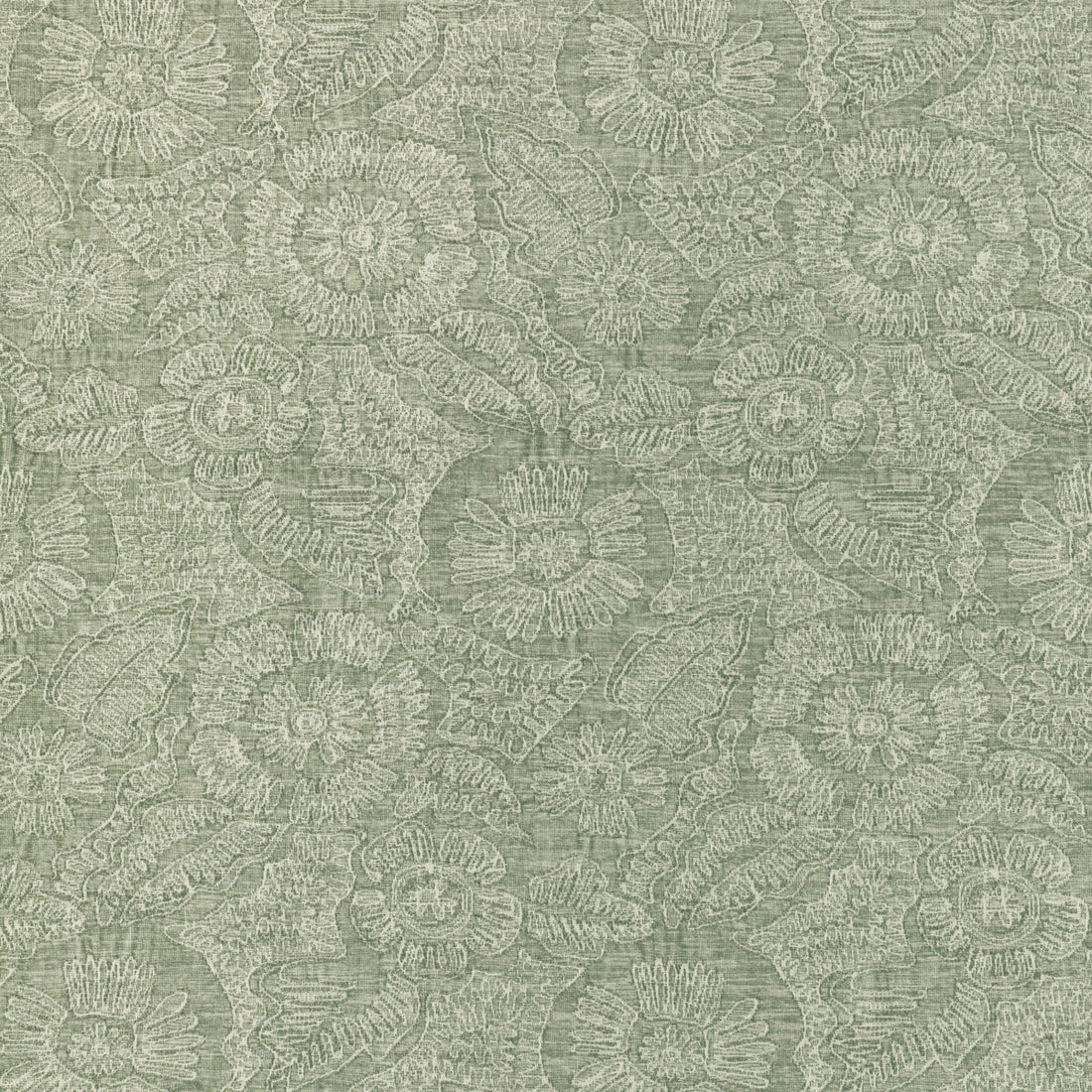 Chenille Bloom fabric in sage color - pattern 36889.130.0 - by Kravet Couture in the Atelier Weaves collection