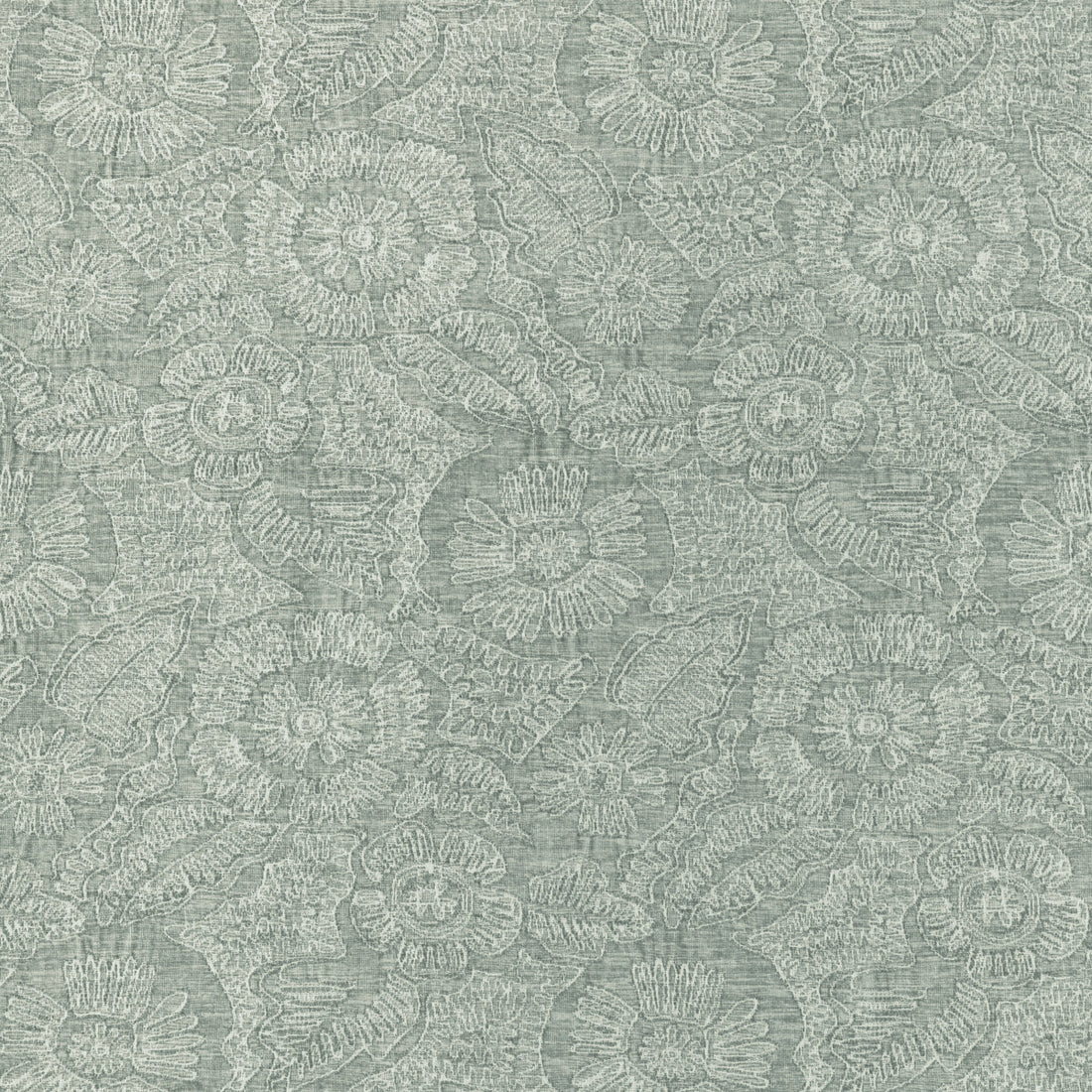Chenille Bloom fabric in seaglass color - pattern 36889.135.0 - by Kravet Couture in the Atelier Weaves collection