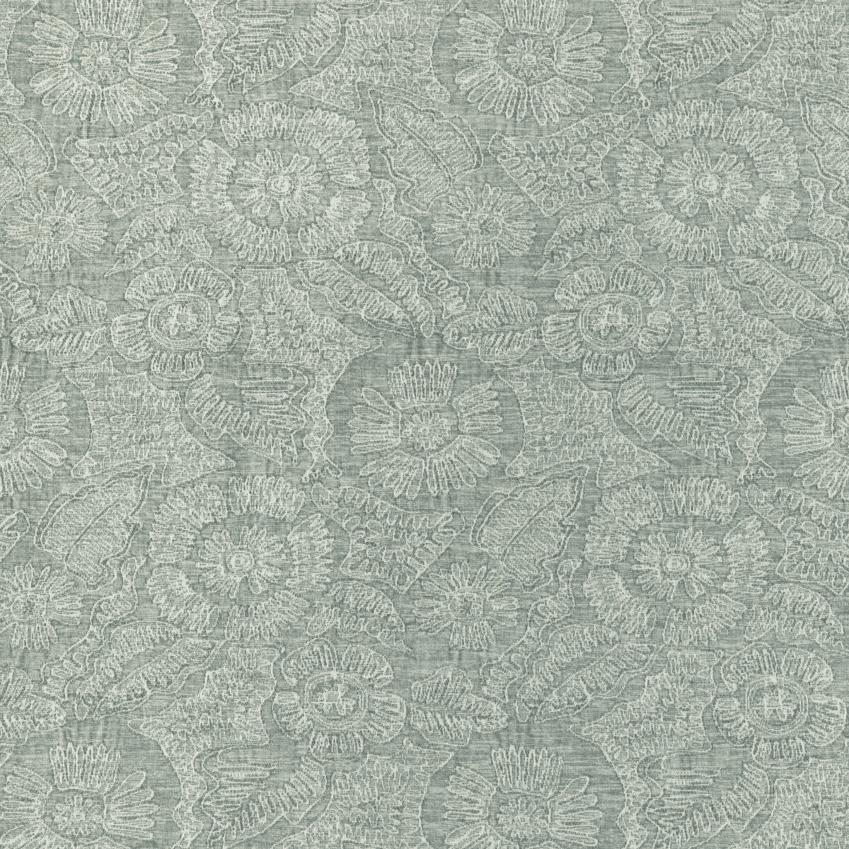 Chenille Bloom fabric in seaglass color - pattern 36889.135.0 - by Kravet Couture in the Atelier Weaves collection