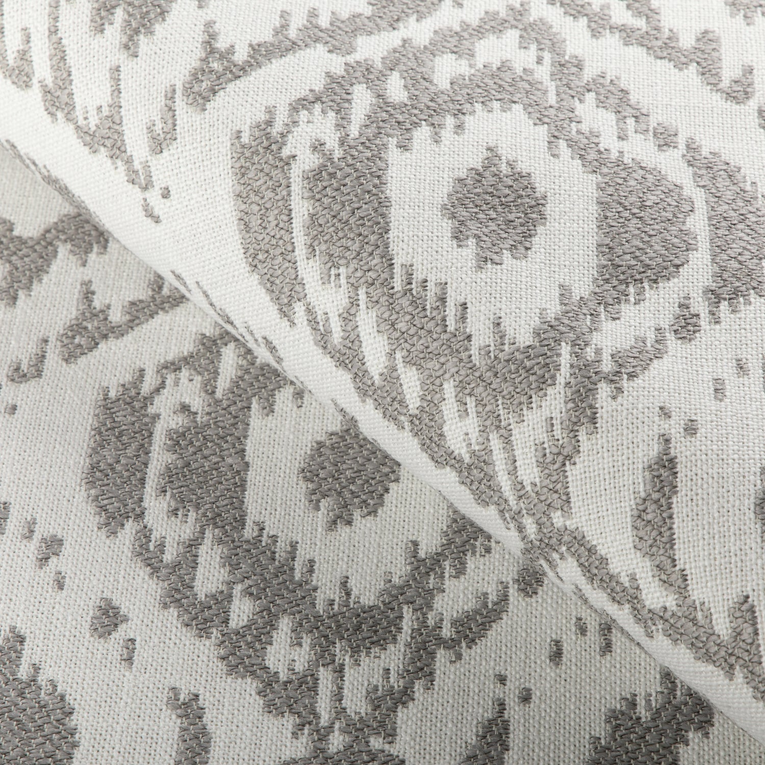 Fabric sample of Milos Damask fabric in charcoal color - pattern 36921.11.0 - by Kravet Couture in the Riviera collection