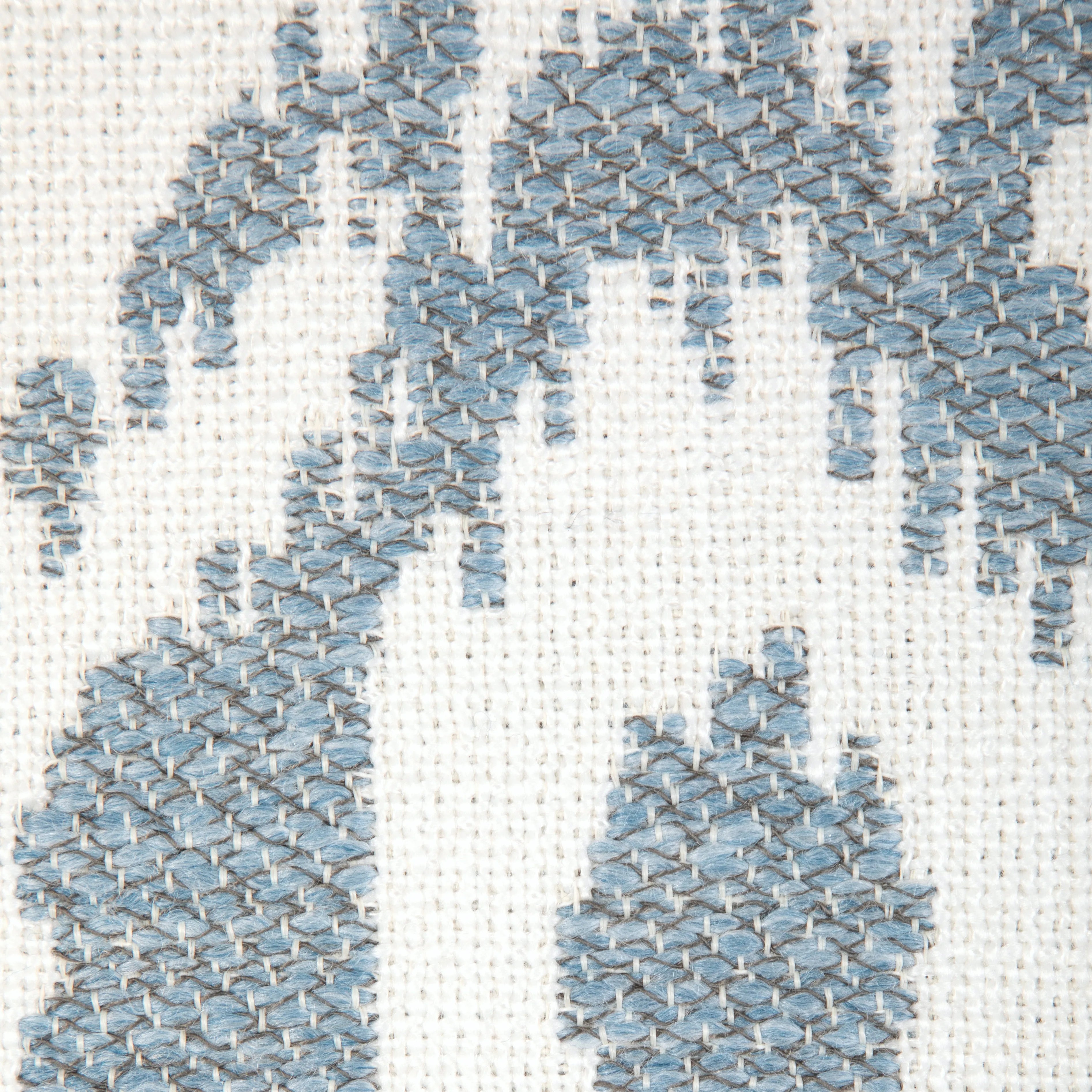 Closeup detail of Milos Damask fabric in sky color - pattern 36921.15.0 - by Kravet Couture in the Riviera collection