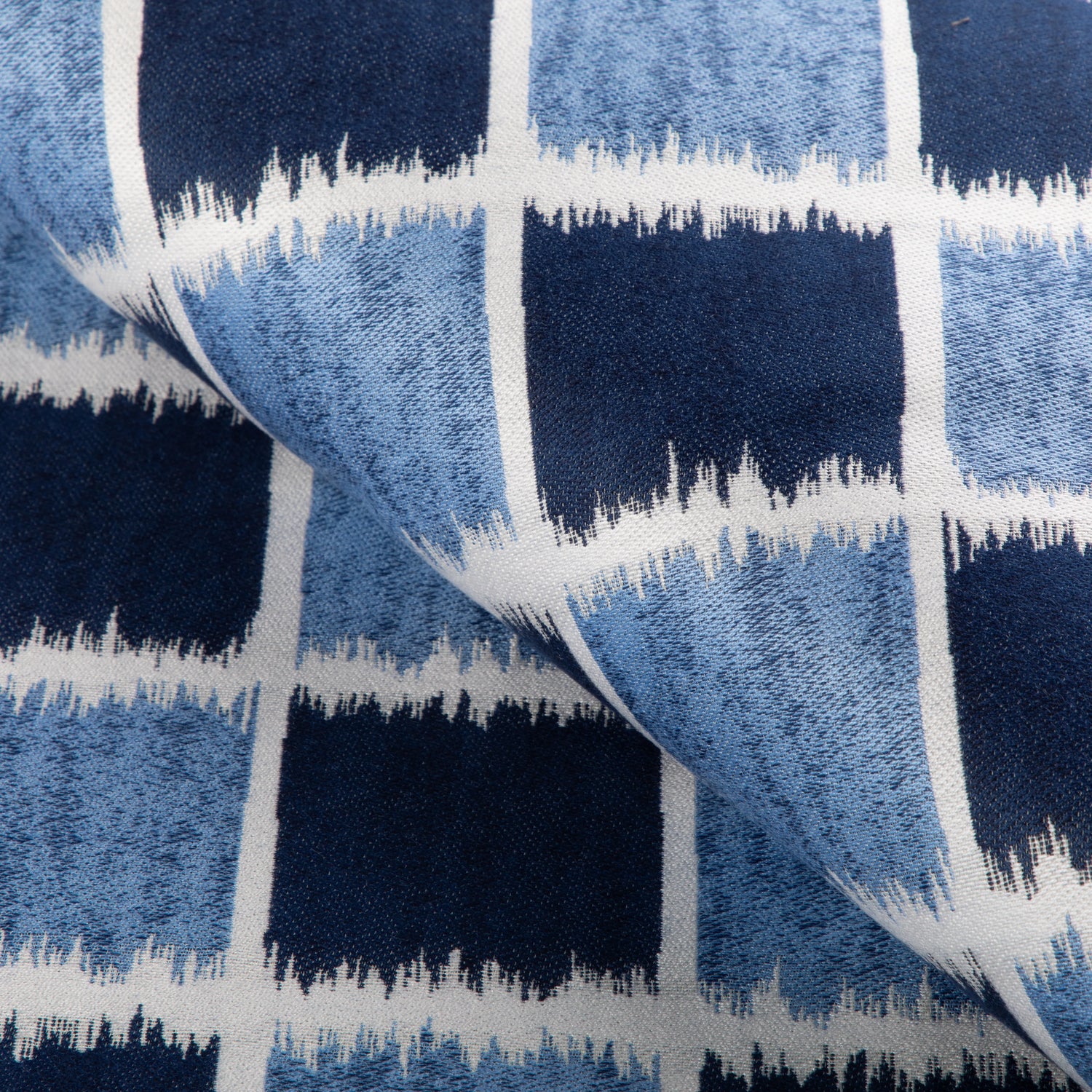 Fabric sample of Ikat Squares fabric in marine color - pattern 36936.5.0 - by Kravet Couture in the Riviera collection