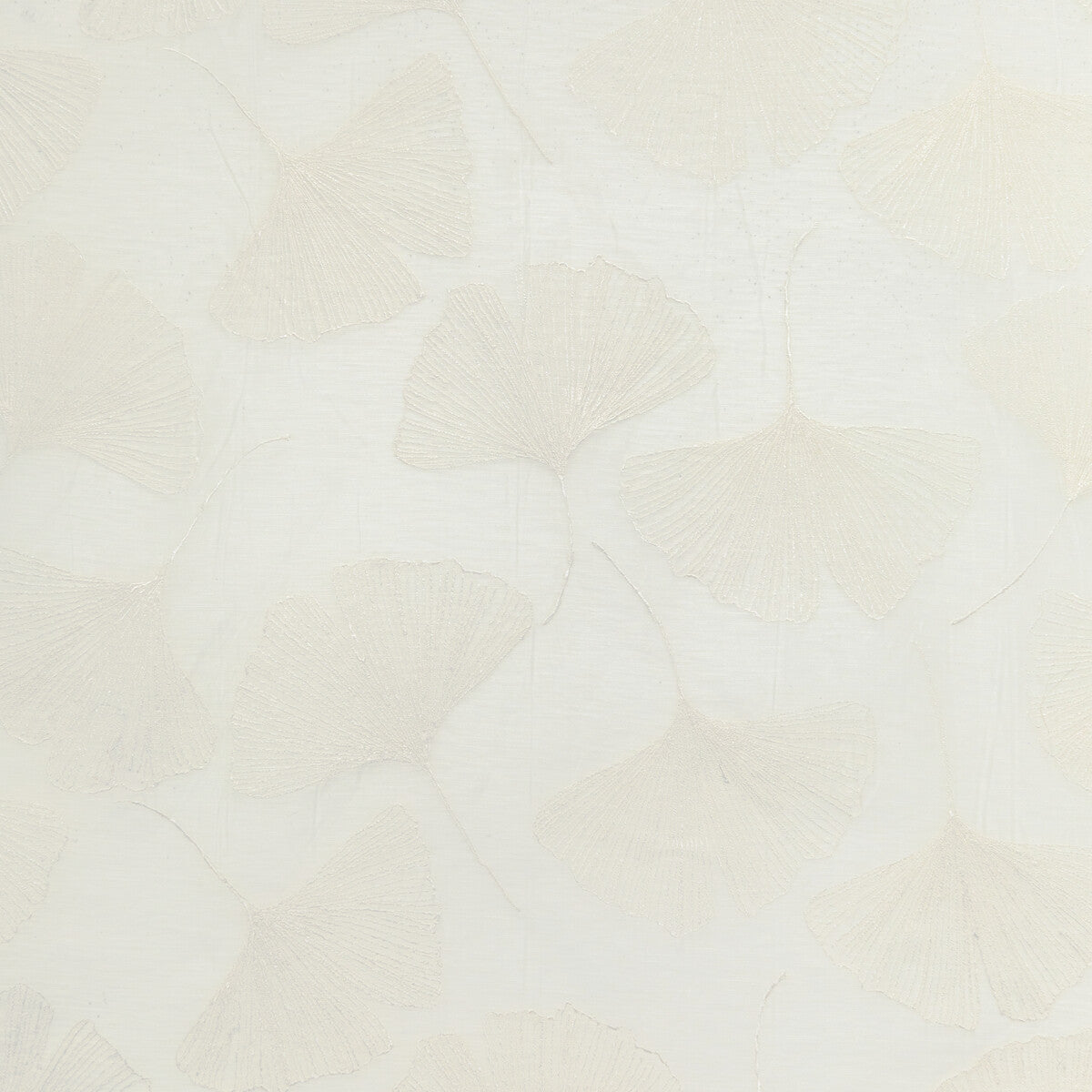Gingko Leaf fabric in pearl color - pattern 4949.1116.0 - by Kravet Couture in the Modern Luxe Silk Luster collection