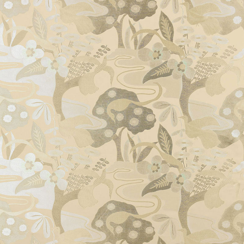 Katsura Lampas fabric in platinum color - pattern number 54072 - by Schumacher in the Modern Glamour collection