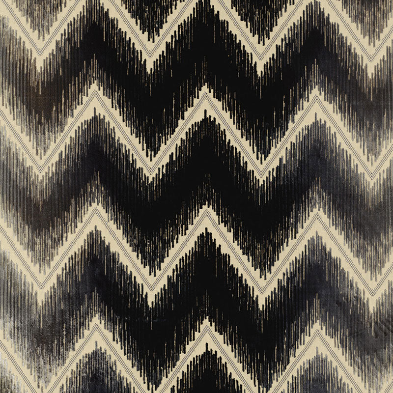 Shock Wave fabric in platinum and jet color - pattern number 54860 - by Schumacher in the 125th Anniversary collection