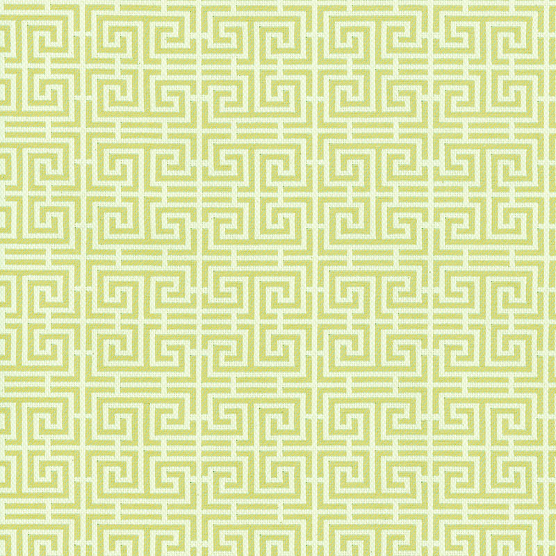 Chinois Fret fabric in celadon  ivory color - pattern number 54955 - by Schumacher in the Chroma collection