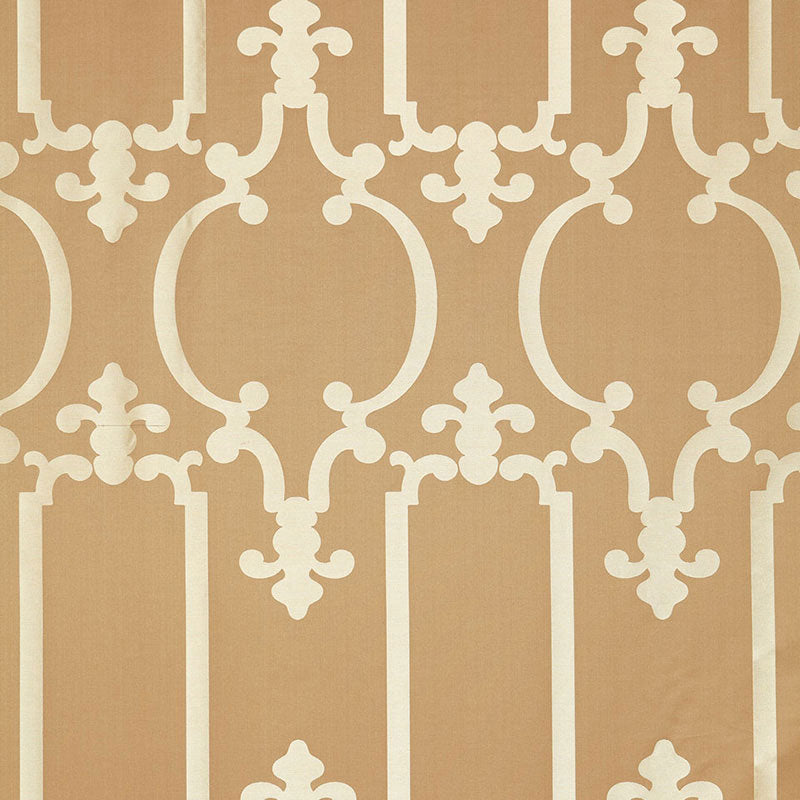 Ornamental Silk fabric in taupe color - pattern number 55862 - by Schumacher in the Modern Glamour collection