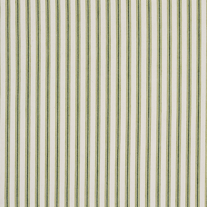 Wellfleet Ticking Stripe fabric in green color - pattern number 60075 - by Schumacher in the New Traditional collection