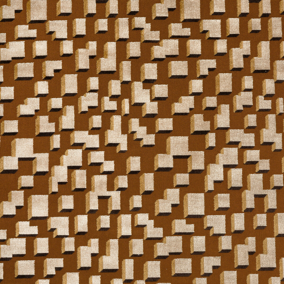 Cubical fabric in caramel color - pattern number 6025106.6.0 - by Donghia in the Mod Muse collection