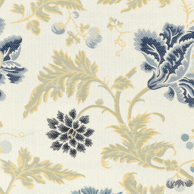 Lampasso Flori fabric in delft color - pattern number 62193 - by Schumacher in the Palazzo collection