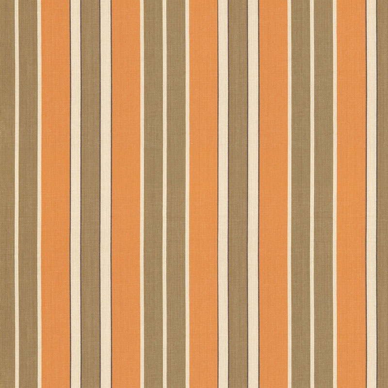 Beacon Cotton Stripe fabric in pumpkin mocha java color - pattern number 62995 - by Schumacher in the Country House Cottons collection