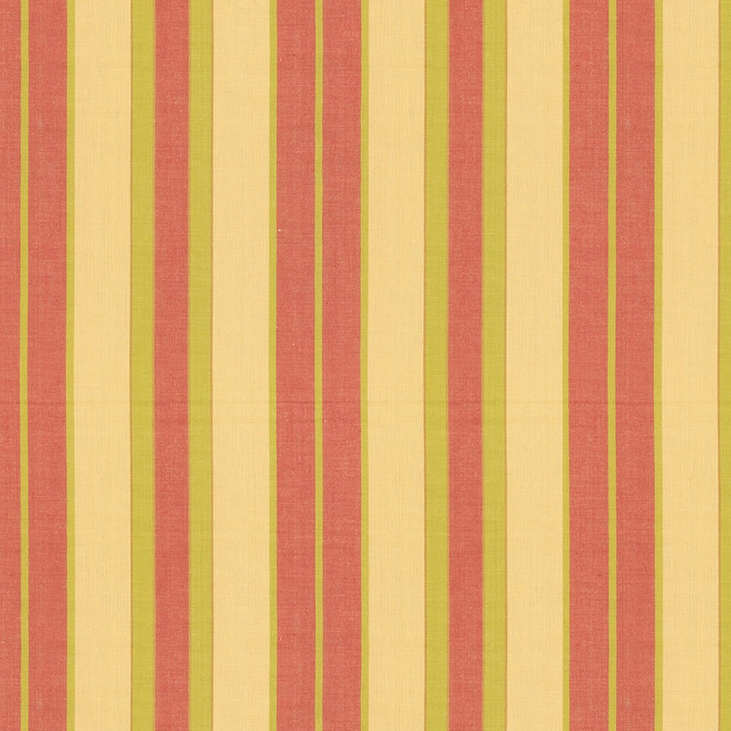 Beacon Cotton Stripe fabric in maize pear coral color - pattern number 62996 - by Schumacher in the Country House Cottons collection