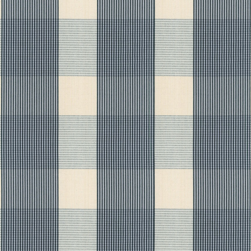 Avon Gingham Plaid fabric in indigo sky color - pattern number 63024 - by Schumacher in the Calypso collection