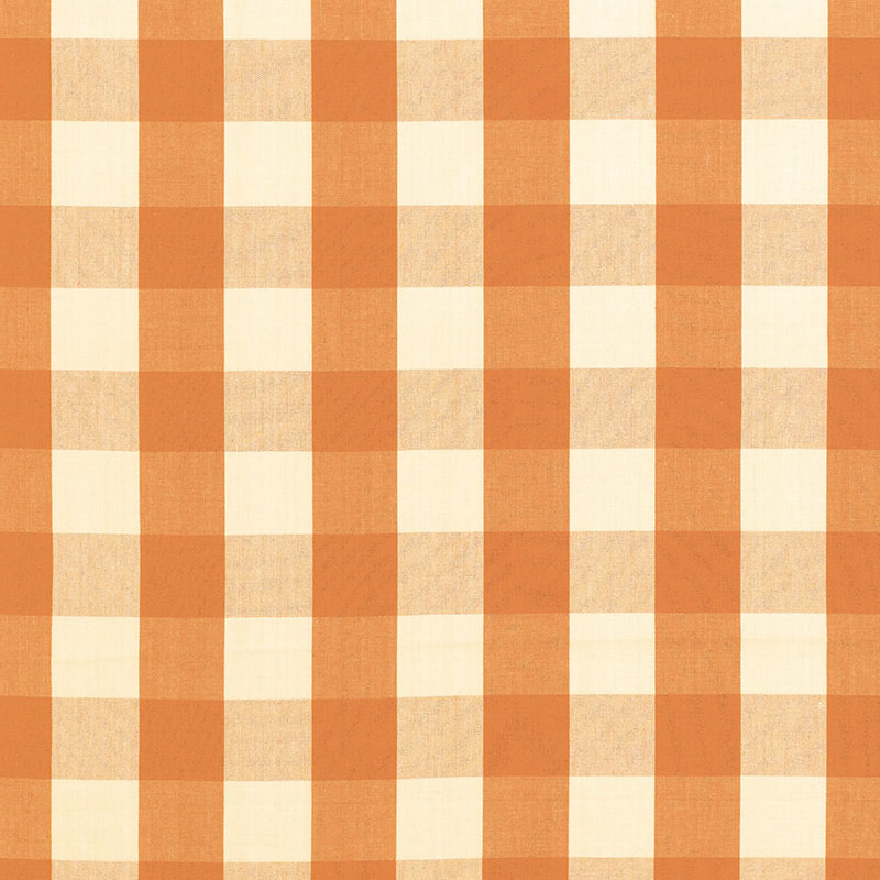 Camden Cotton Check fabric in pumpkin color - pattern number 63033 - by Schumacher in the Revisit Of Popular Patterns collection