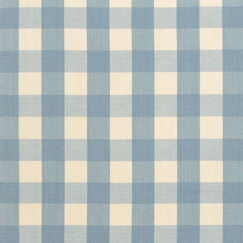 Camden Cotton Check fabric in chambray color - pattern number 63038 - by Schumacher in the Revisit Of Popular Patterns collection