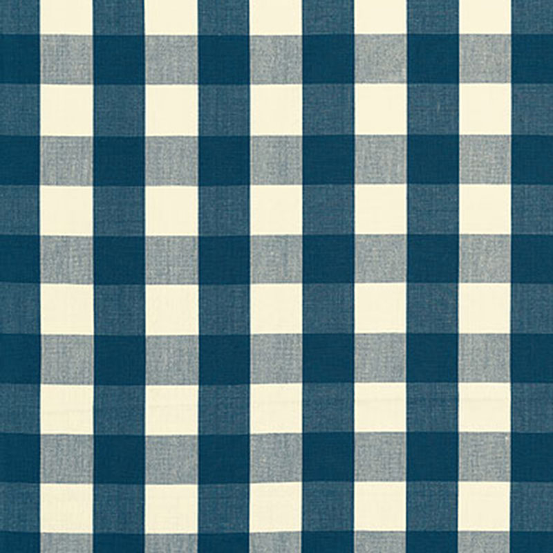 Camden Cotton Check fabric in indigo color - pattern number 63039 - by Schumacher in the Chroma collection